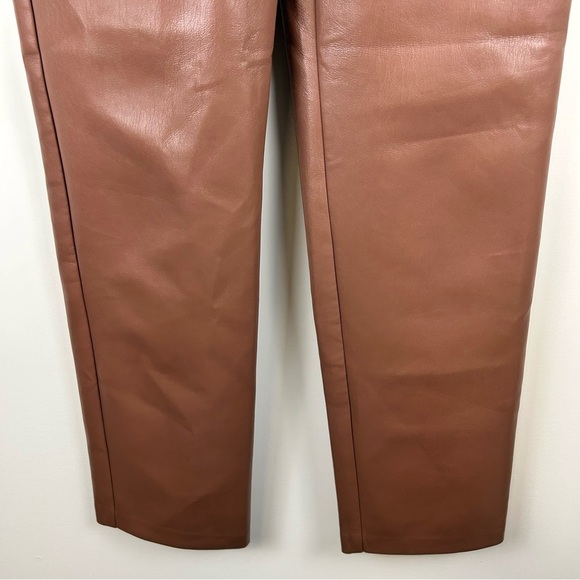Wilfred Melina Faux Leather Pants Brown Size 0 High Rise Straight Leg Aritzia - Picture 5 of 11